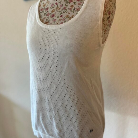 Fig White modal cotton urban tank top with a scoop neckline and short sleeves, f - Picture 2 of 2